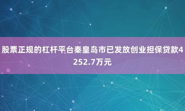 股票正规的杠杆平台秦皇岛市已发放创业担保贷款4252.7万元